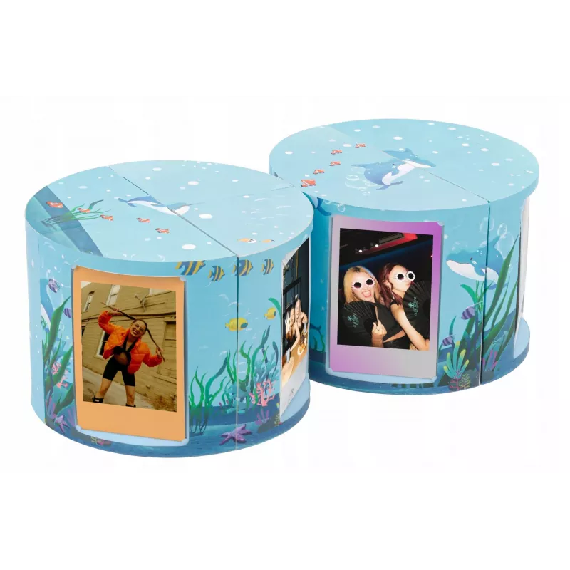 LOVEINSTANT Moldura de fotos cubo dobrável para 24 impressões Instax Mini - Sea Blue