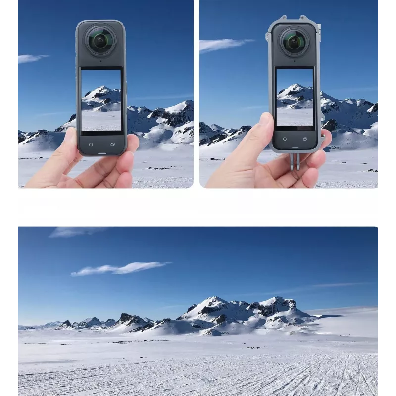 SUNNYLIFE Suporte de armação com 2 encaixes de sapata fria e tampa de objetiva em silicone para Insta360 X4 (Preto)