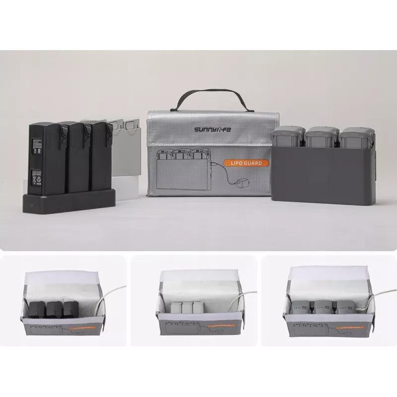 SUNNYLIFE Mala rígida para 3x baterias de drone e carregador compatível com DJI Mini 4K, Air 3, Avata 2, DC830-S