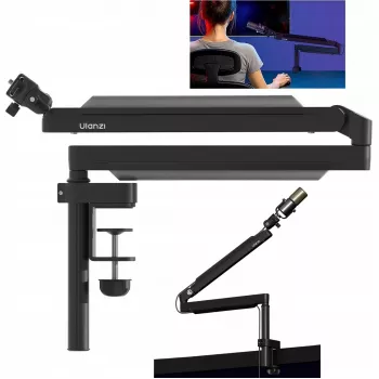 ULANZI Braço articulado para microfone ZJ05 com pinça de mesa, alcance de 690 mm, Preto