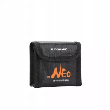 SUNNYLIFE Bolsa de armazenamento à prova de fogo para baterias LiPo para DJI Neo / Neo 2, capacidade para 3 baterias, Preto