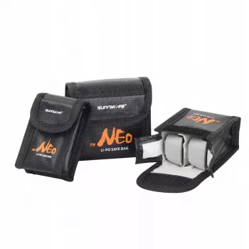 SUNNYLIFE Bolsa de armazenamento à prova de fogo para baterias LiPo para DJI Neo / Neo 2, capacidade para 3 baterias, Preto