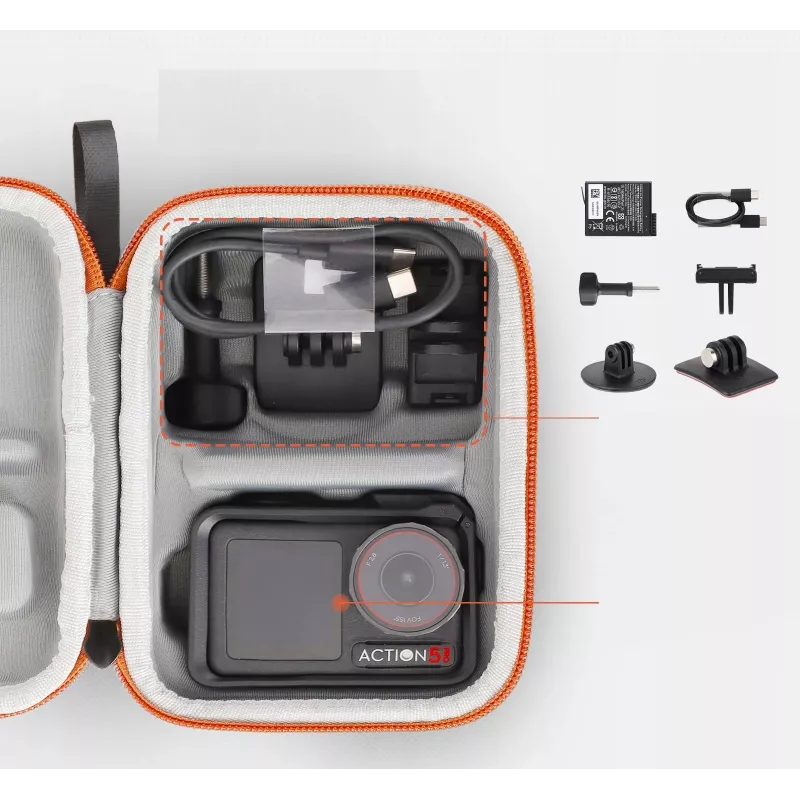 SUNNYLIFE Bolsa de transporte de proteção para DJI Osmo Action 3, 4, 5 Pro - Concha rígida EVA, resistente a choques, preto