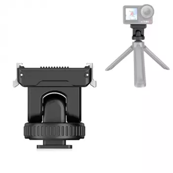 Adaptador de suporte de libertação rápida PULUZ com rosca de 1/4 polegadas e cold shoe para DJI Osmo Action 3/4/5 Pro PU727B