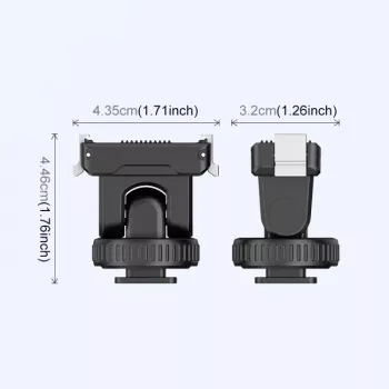 Adaptador de suporte de libertação rápida PULUZ com rosca de 1/4 polegadas e cold shoe para DJI Osmo Action 3/4/5 Pro PU727B