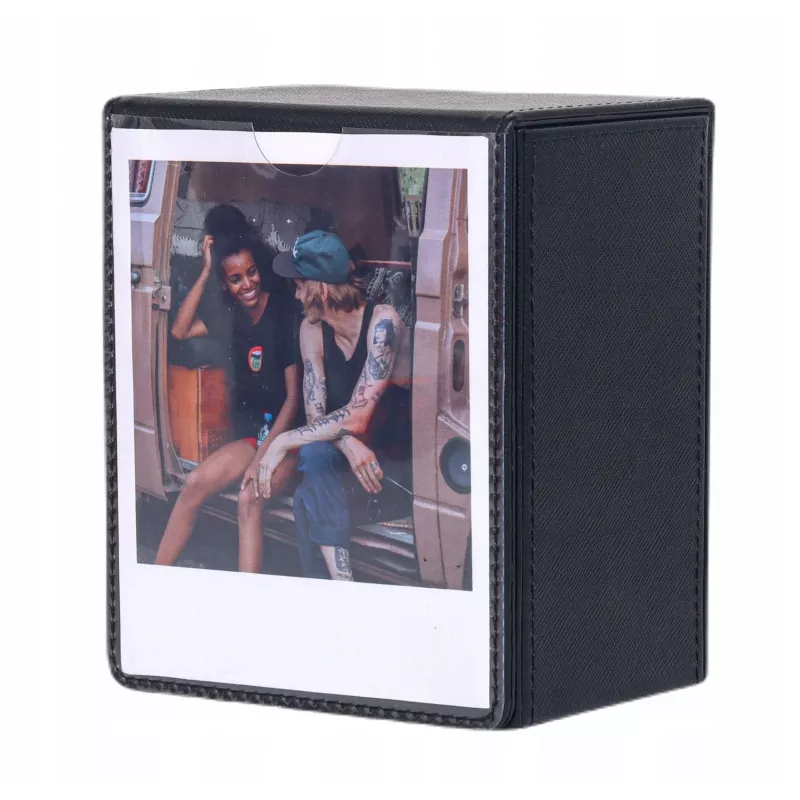 Caixa de armazenamento de fotografias LOVEINSTANT para 100 cópias – compatível com Fuji Instax Wide, Square, Polaroid 600, Now – preto com janela