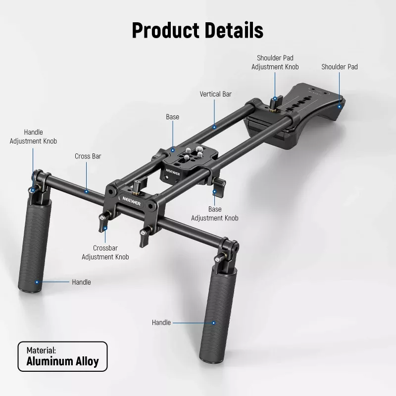 NEEWER SR004 Punho estabilizador de ombro para DSLR para câmaras e câmaras de vídeo DSLR