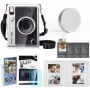LOVEINSTANT Kit 6em1: Capa rígida transparente + protetor de vidro temperado + álbum de fotografias 64 bolsas + tampa de objetiva + molduras + alça de ombro para Fujifilm Instax Mini Evo