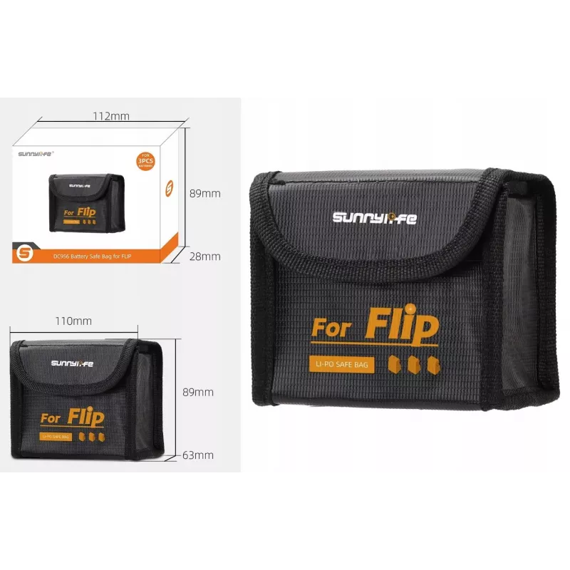 SUNNYLIFE bolsa à prova de fogo para 3 baterias DJI Flip