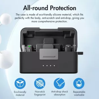 PULUZ Capa de proteção em silicone para estojo de carregamento DJI Mic Mini - Preto