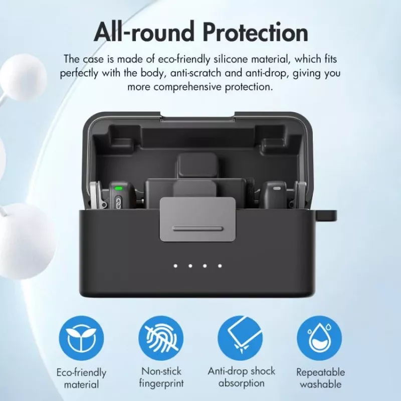PULUZ Capa de proteção em silicone para estojo de carregamento DJI Mic Mini - Preto