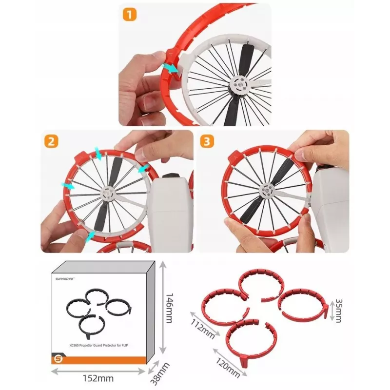 SUNNYLIFE Conjunto de proteção de hélices para DJI Flip / Cinzento / FP-KC960-GY