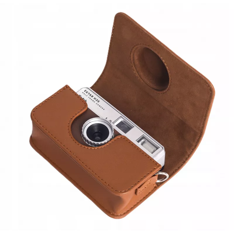 LOVEINSTANT Bolsa para câmara para Kodak Ektar H35 / H35N / Ultra F9, pele PU, castanho, com alça removível