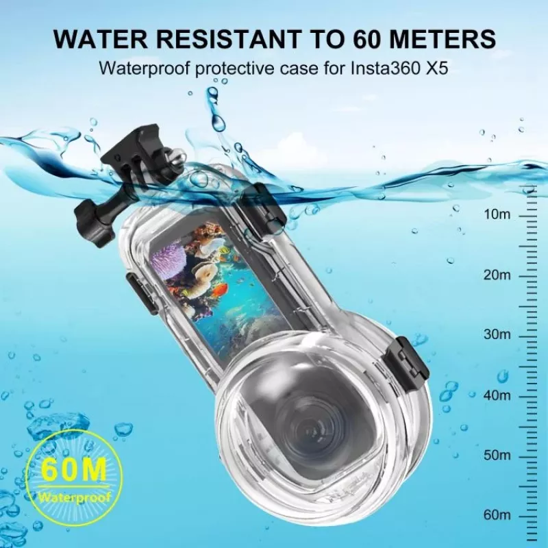 PULUZ Caixa subaquática à prova de água até 60m para Insta360 X5 / X 5 / Pu756t