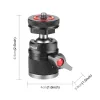 PULUZ Mini cabeça de esfera 3D com parafuso de 1/4 de polegada e 2 suportes de sapata fria, capacidade de carga 3 kg, preto PU3075B