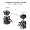 PULUZ Mini cabeça de esfera 3D com parafuso de 1/4 de polegada e 2 suportes de sapata fria, capacidade de carga 3 kg, preto PU3075B