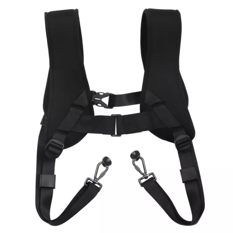 PULUZ Alça dupla para 2 câmaras DSLR, fecho rápido, alças de ombro ajustáveis, preto (PU6002)