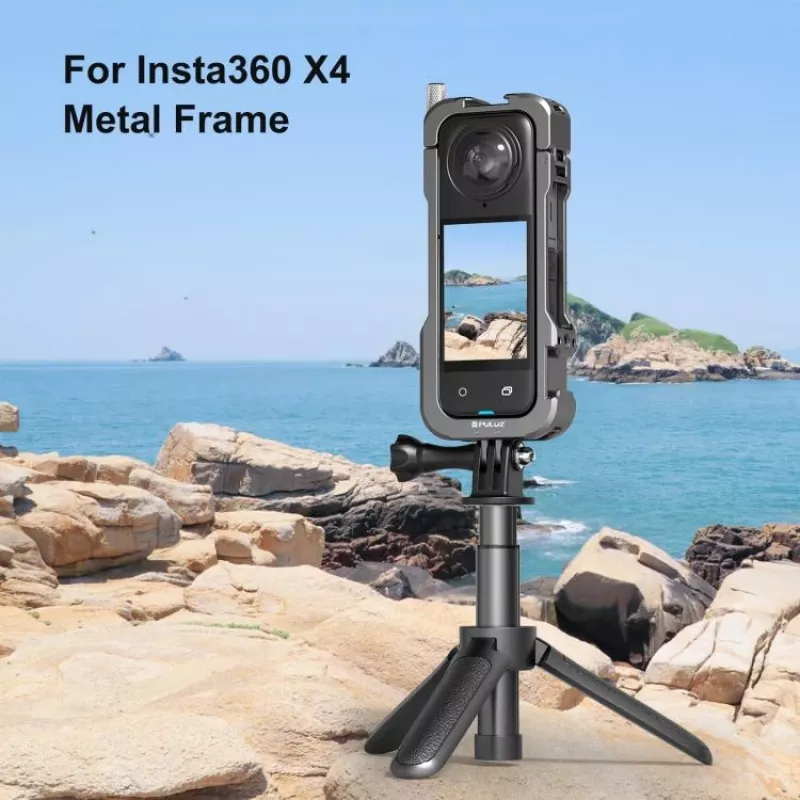 PULUZ Capa de proteção com suporte de moldura com 2 suportes de sapata fria e tampa de objetiva para Insta360 X4 (PU981B)