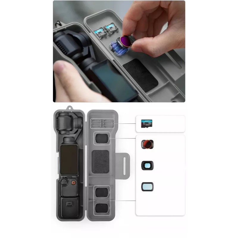 SUNNYLIFE Capa de proteção estojo rígido para DJI Osmo Pocket 3 e acessórios, laranja
