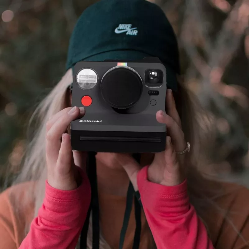 LOVEINSTANT tampa de objetiva em alumínio para Polaroid Now Now+ preto