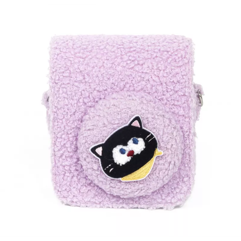 LOVEINSTANT capa de gatinho em peluche para Fujifilm Instax Mini 12 - lilás