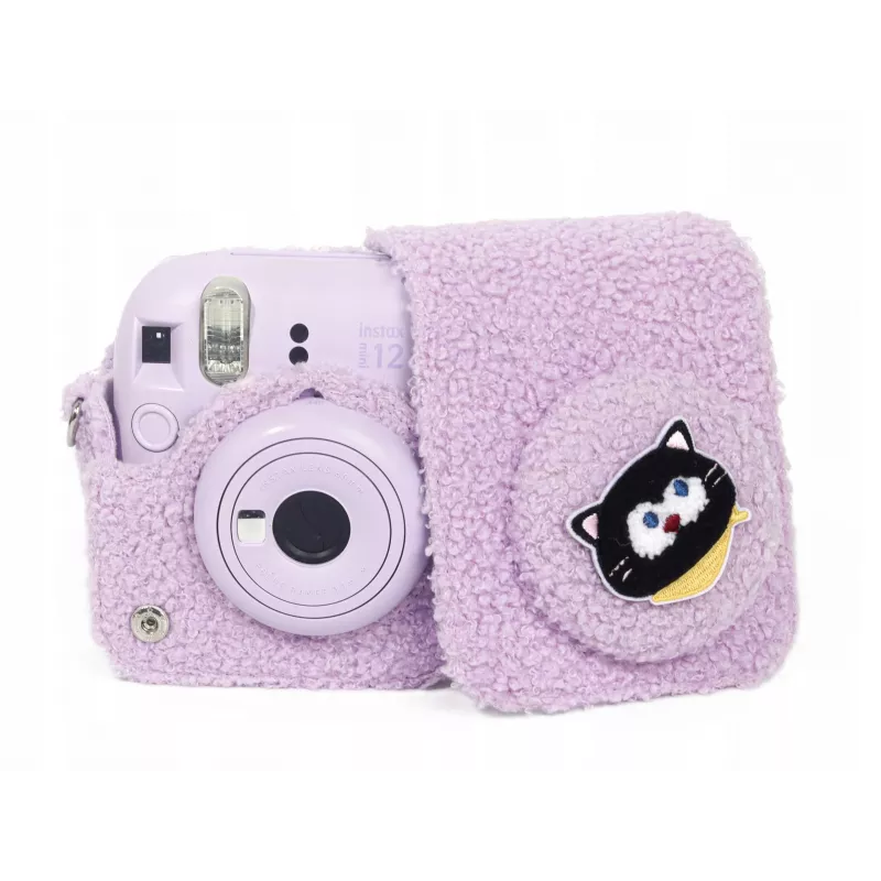LOVEINSTANT capa de gatinho em peluche para Fujifilm Instax Mini 12 - lilás