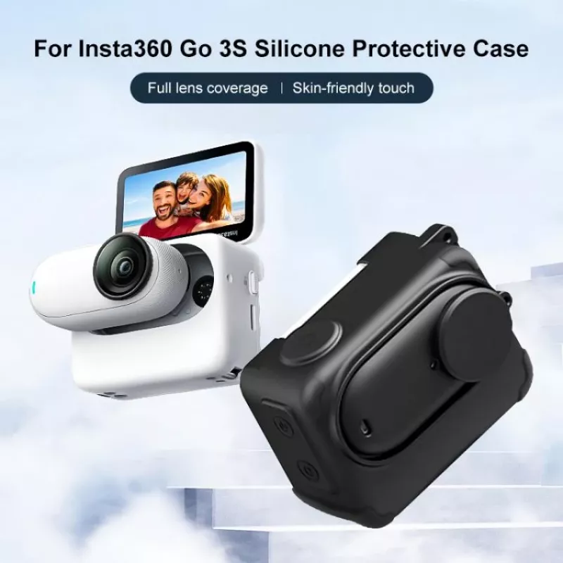 PULUZ capa de proteção em silicone com tampa de objetiva para Insta360 GO 3 / GO 3S - preto (PU772B)