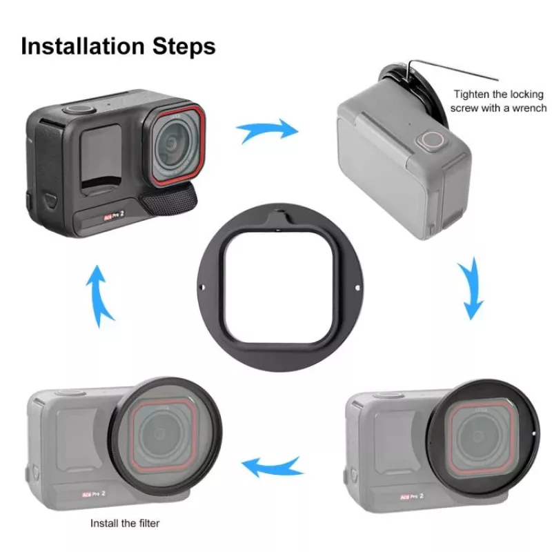 PULUZ kit adaptador de filtro UV 3-em-1 52mm tampa de objetiva para Insta360 Ace Pro 2 / PU770B