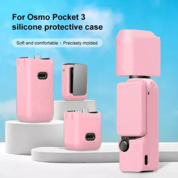 PULUZ conjunto de mala de proteção 6-em-1 para DJI Osmo Pocket 3 - rosa TPU/PU