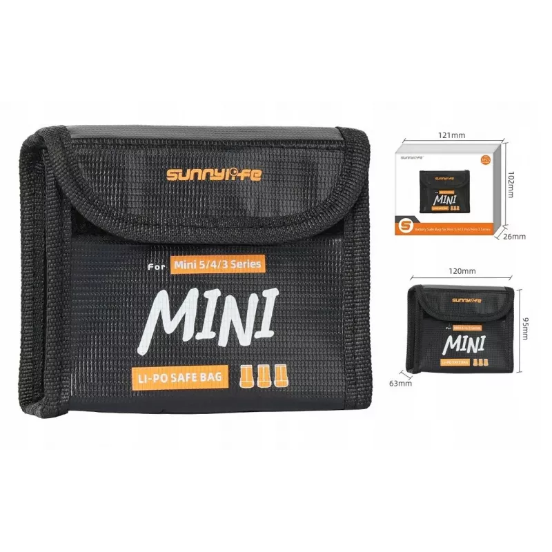 SUNNYLIFE Estojo de armazenamento de bateria à prova de fogo para 3x baterias DJI Mini 5/4/3 Pro Mini 3 N5p-dc085-3