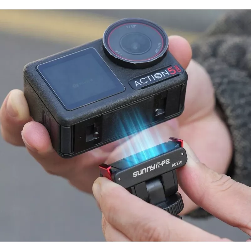 Suporte magnético de libertação rápida SUNNYLIFE com ficha de aparelho frio e rosca de 1/4 polegadas para DJI Osmo Action 5 Pro / 4 / 3 / 2 - Preto