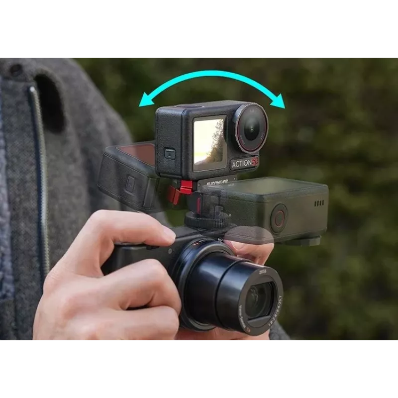 Suporte magnético de libertação rápida SUNNYLIFE com ficha de aparelho frio e rosca de 1/4 polegadas para DJI Osmo Action 5 Pro / 4 / 3 / 2 - Preto