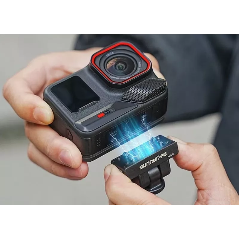Suporte magnético de libertação rápida SUNNYLIFE com parafuso de 1/4 polegadas para Insta360 X4, X3, Ace Pro e mais - Preto (AD136-D)