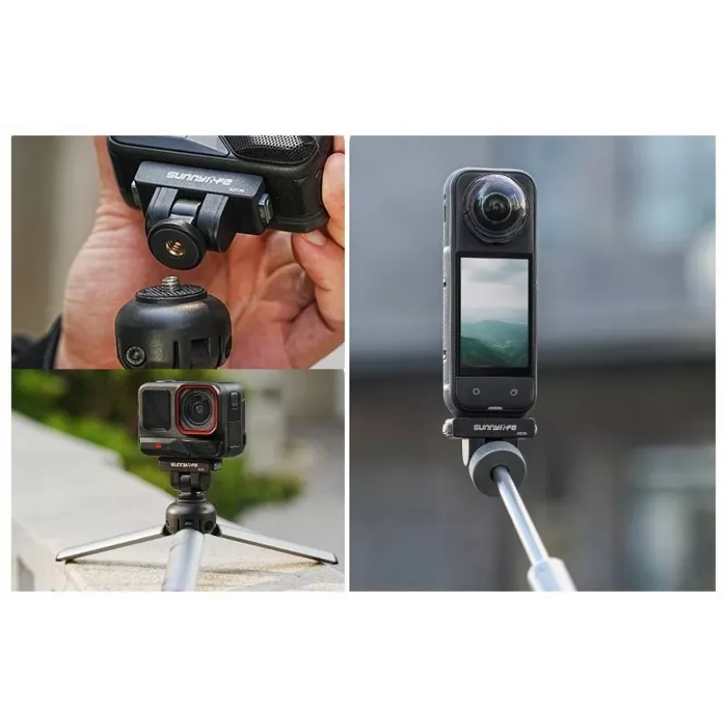 Suporte magnético de libertação rápida SUNNYLIFE com parafuso de 1/4 polegadas para Insta360 X4, X3, Ace Pro e mais - Preto (AD136-D)