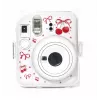 LOVEINSTANT Capa de Proteção Rígida para Fujifilm Instax Mini 12 - Padrão Cereja Vermelha com Alça de Ombro