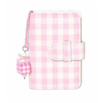 LOVEINSTANT Álbum de Fotografias de Bolso para 28 Fotografias Instax Mini - Padrão Quadriculado - Rosa