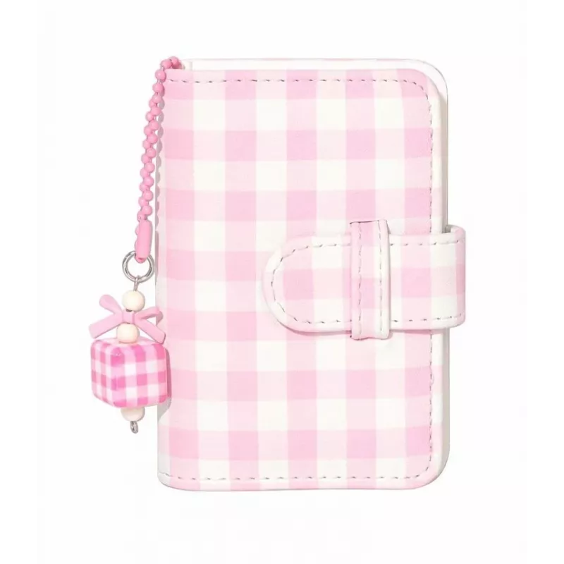 LOVEINSTANT Álbum de Fotografias de Bolso para 28 Fotografias Instax Mini - Padrão Quadriculado - Rosa