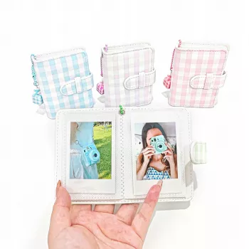 LOVEINSTANT Álbum de Fotografias de Bolso Xadrez Verde para 28 Fotografias Instax Mini e Zink
