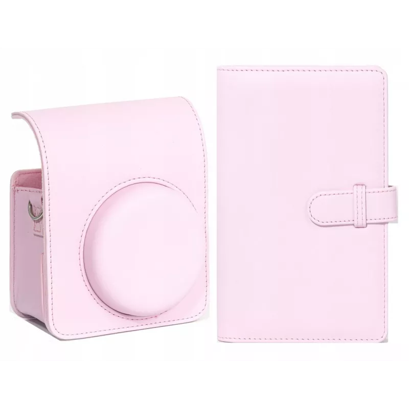 LOVEINSTANT Bolsa para Câmara e Conjunto com Álbum de Fotos para Fujifilm Instax Mini 13 - Rosa