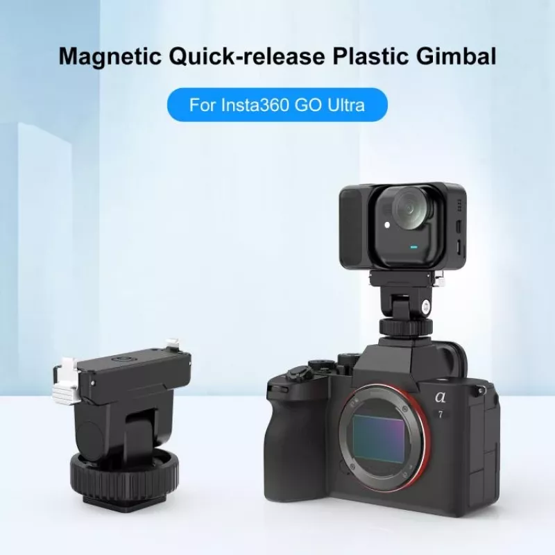 PULUZ Suporte Magnético de Libertação Rápida com Parafuso de 1/4 de Polegada e Adaptador de Sapata Fria para Insta360 GO Ultra, Câmaras de Ação - PU1073B