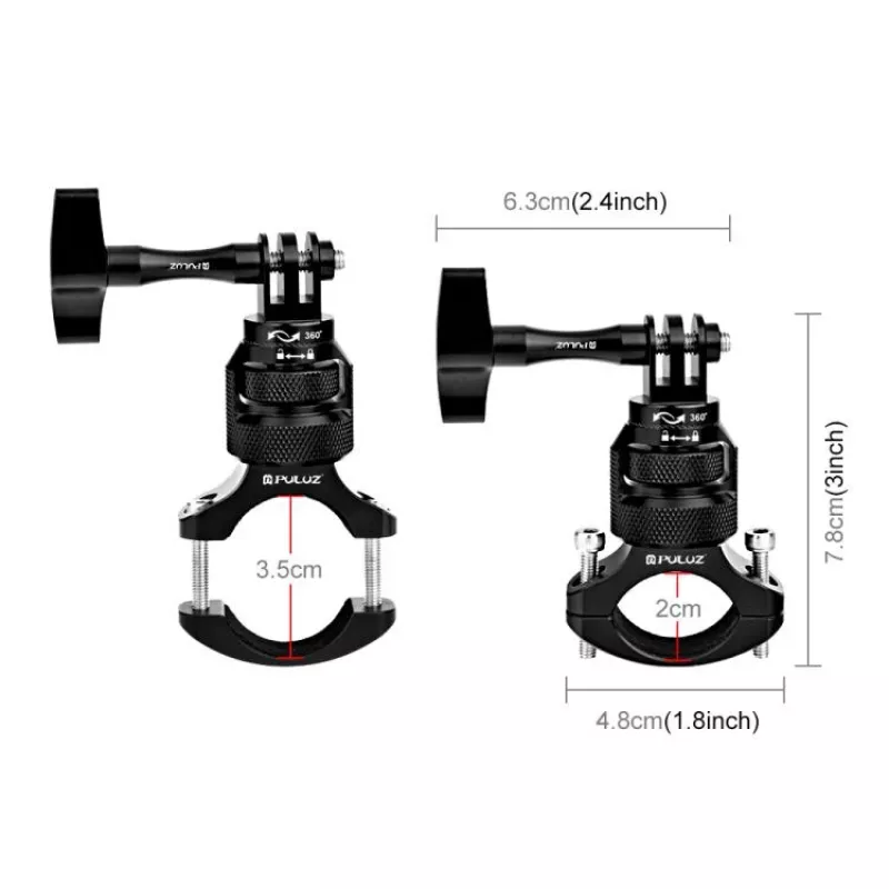 PULUZ PU796B Suporte de Guiador 360° para Mota/Bicicleta para GoPro SJCAM Xiaomi DJI