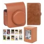 LOVEINSTANT Kit 4 em 1: Bolsa para Câmara, Álbum de Fotos, Caixa de Armazenamento, Autocolantes para Fuji Instax Mini 41 - Castanho