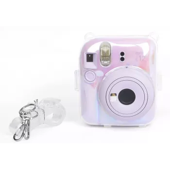 LOVEINSTANT Conjunto 2 em 1 Capa Bolsa Estojo para Fuji Instax Mini 12 Caixa de Armazenamento de Fotos Transparente Shimmer