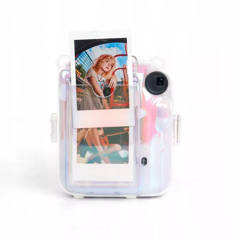 LOVEINSTANT Conjunto 2 em 1 Capa Bolsa Estojo para Fuji Instax Mini 12 Caixa de Armazenamento de Fotos Transparente Shimmer