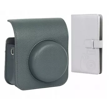 LOVEINSTANT Bolsa para câmara e álbum de fotografias para Fujifilm Instax Mini 41, cinzento, para 96 fotos