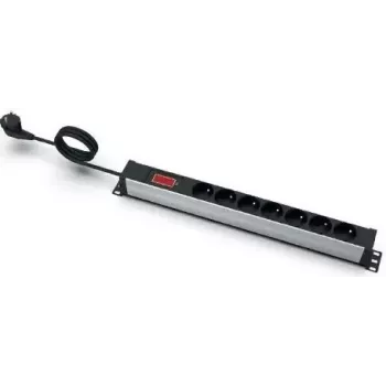 Régua de tomadas EMITERNET EmiterNet 19 com 7 tomadas, com pino, amperímetro, cabo de 3m, ficha Schuko universal EM/LZ19.07F.3S.A