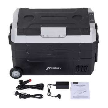 HCALORY D55M+ arrefecedor de automóvel com Bluetooth, 55L, compressor, -20°C a +20°C, DC 12V/24V, AC 100-240V, preto