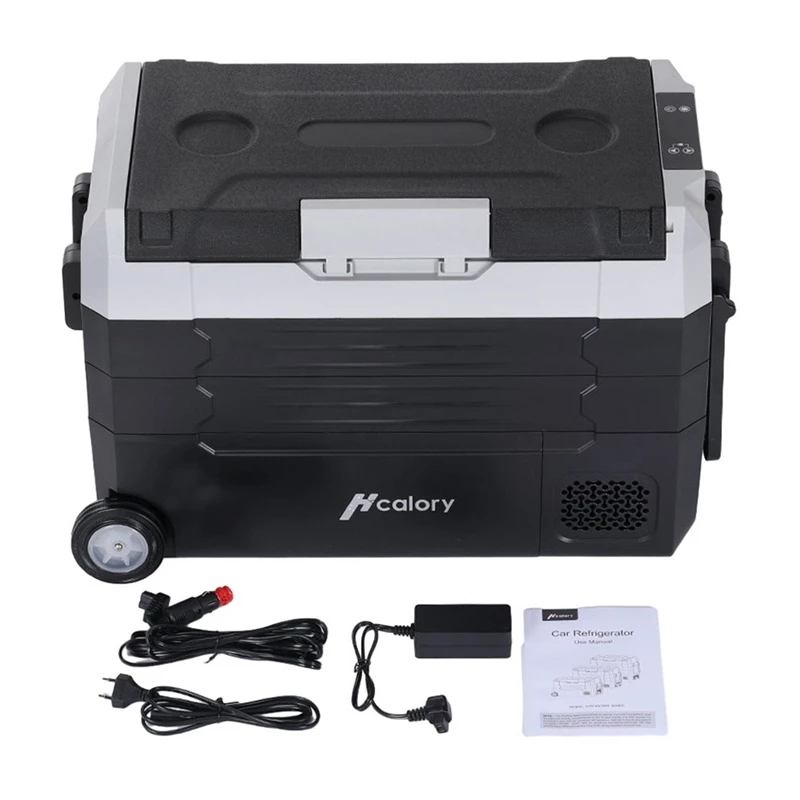 HCALORY D55M+ arrefecedor de automóvel com Bluetooth, 55L, compressor, -20°C a +20°C, DC 12V/24V, AC 100-240V, preto