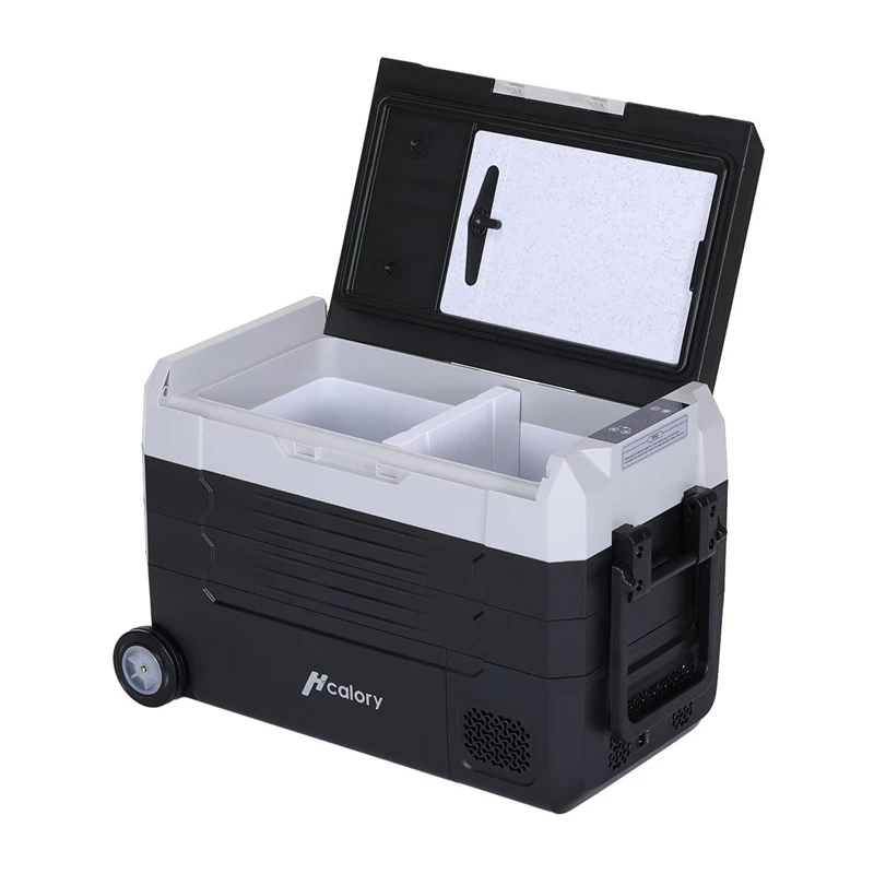 HCALORY D55M+ arrefecedor de automóvel com Bluetooth, 55L, compressor, -20°C a +20°C, DC 12V/24V, AC 100-240V, preto