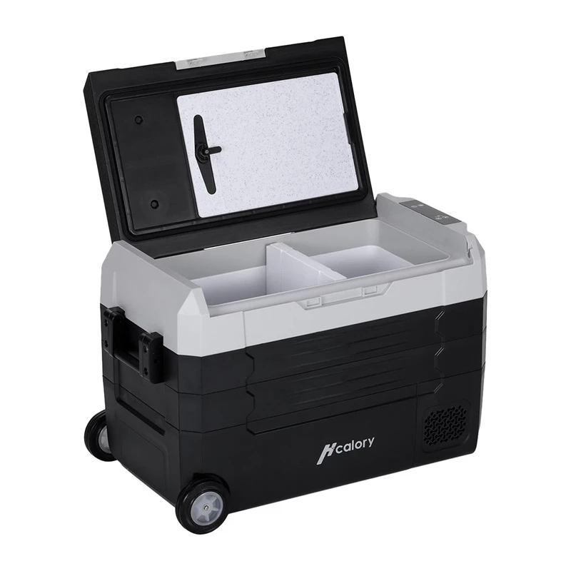 HCALORY D55M+ arrefecedor de automóvel com Bluetooth, 55L, compressor, -20°C a +20°C, DC 12V/24V, AC 100-240V, preto